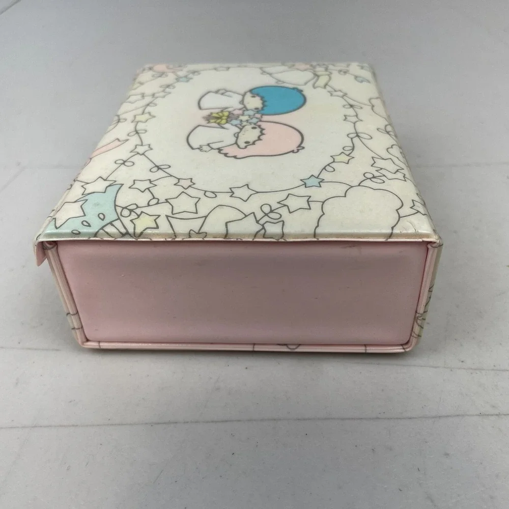 Vintage Sanrio Little Twin Stars Jewelry Box Case Padded‎ Trinket Mirror 1976